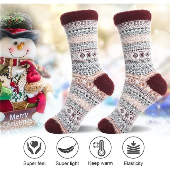 New 5 Pairs Fuzzy Soft Cozy Comfortable Socks for Women, Casual Sleep Comfy Sock - Picture 3 of 6